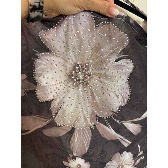 Wet Seal Y2K One Shoulder Rhinestone Floral Top XL Asymmetrical Glam Blouse - Picture 6 of 8